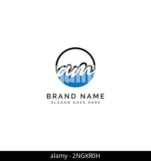 A, M, AM Initial letter handwritten and signature vector image template in round shape logo Stock Vector