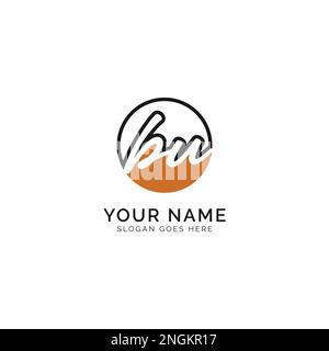 B, U, BU Initial letter handwritten and signature vector image template in round shape logo Stock Vector