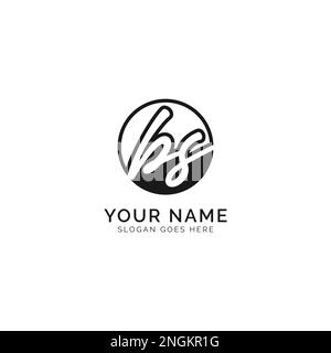B, S, BS Initial letter handwritten and signature vector image template in round shape logo Stock Vector