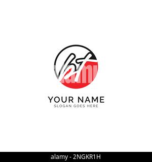 B, T, BT Initial letter handwritten and signature vector image template in round shape logo Stock Vector