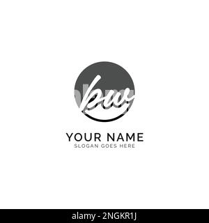 B, W, BW Initial letter handwritten and signature vector image template in round shape logo Stock Vector