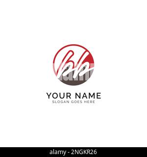 B, BB Initial letter handwritten and signature vector image template in round shape logo Stock Vector