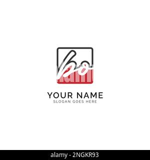 B, O, BO Initial letter handwritten and signature vector image template in square shape logo Stock Vector