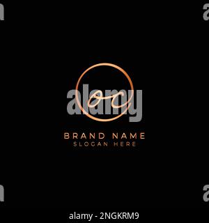 O, C, OC Initial letter handwritten and signature vector logo. Business template in round shape line art Stock Vector