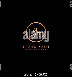 G, C, GC Initial letter handwritten and signature vector logo. Business template in round shape line art Stock Vector