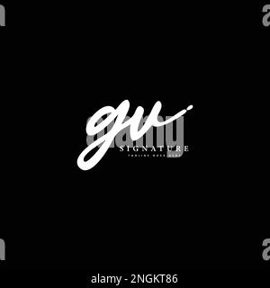 G, V, GV Initial letter handwriting and signature vector logo Stock Vector
