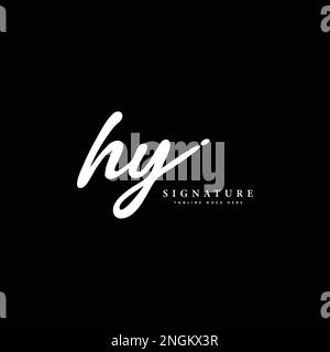 H, Y, HY Initial letter handwriting and signature vector logo Stock Vector