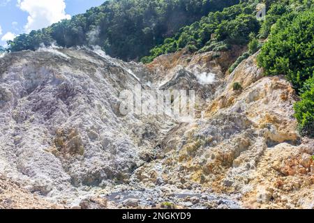 Sulphur Springs geothermal area (Soufriere Drive In Volcano), Malgretoute, Soufrière District, Saint Lucia, Lesser Antilles, Caribbean Stock Photo