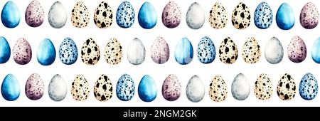 Seamless pattern easter with colored eggs. Spring hand drawn illustration isolated on white background. Stock Photo