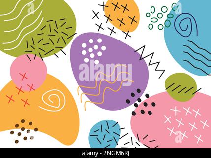 Creative doodle art header with different shapes and textures. Stock Vector