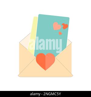 Letter envelope with paper document vector illustration. Closed, open with a message e-mail envelopes. Set mailbox vector icons in flat style. Stock Vector