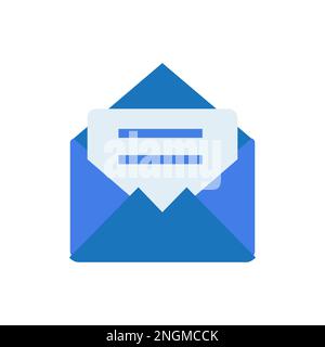Letter envelope with paper document vector illustration. Closed, open with a message e-mail envelopes. Set mailbox vector icons in flat style. Stock Vector