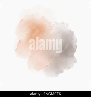 Abstract watercolor splash on white background. Soft peach, grey color Stock Photo