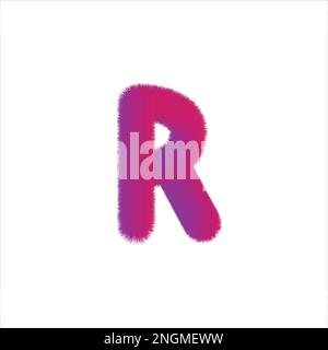 High Quality 3D Shaggy Letter R on White Background . Isolated Vector Element Stock Vector