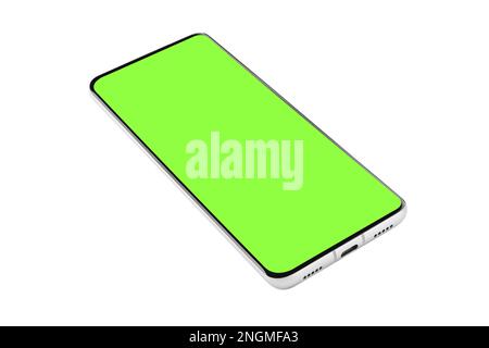 Frameless Modern Smartphone Mockup with Chroma Key screen isolated on ...