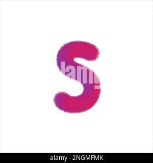 High Quality 3D Shaggy Letter S on White Background . Isolated Vector Element Stock Vector