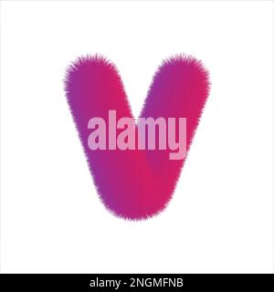 High Quality 3D Shaggy Letter V on White Background . Isolated Vector Element Stock Vector