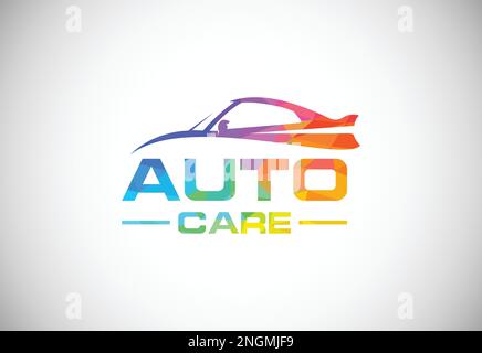 Low poly style logo sign symbol for the automotive company Stock Vector