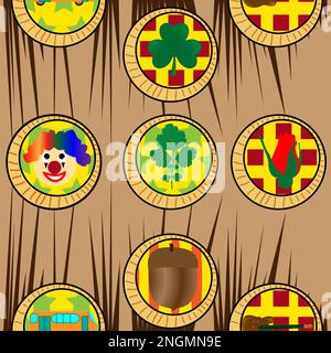 Seamless abstract  pattern with logos; vector illustration Stock Vector