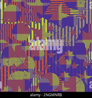 Seamless geometric pattern with stars and circle Stock Vector