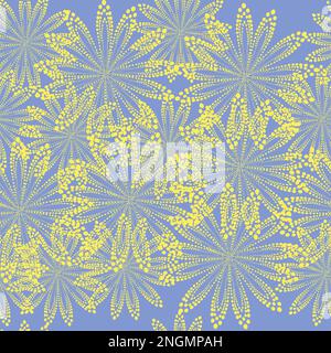 Seamless yellow flowers with blue background pattern ; vector Stock Vector