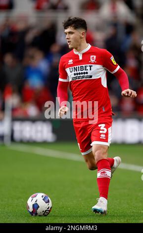 Middlesbrough's Ryan Giles on the ball during the Sky Bet Championship match at the Riverside Stadium, Middlesbrough. Picture date: Saturday February 18, 2023. Stock Photo