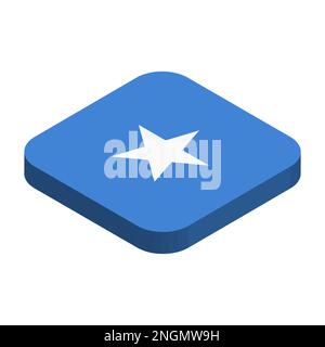 Somalia flag - 3D isometric square flag with rounded corners. Stock Vector