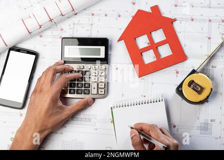 top view hands stationery items. High resolution photo Stock Photo