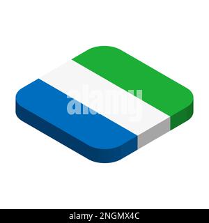 Sierra Leone flag - 3D isometric square flag with rounded corners. Stock Vector