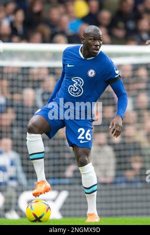 London, UK. 18th Feb, 2023. Kalidou Koulibaly of Chelsea during the Premier League match between Chelsea and Southampton at Stamford Bridge, London, England on 18 February 2023. Photo by Salvio Calabrese. Editorial use only, license required for commercial use. No use in betting, games or a single club/league/player publications. Credit: UK Sports Pics Ltd/Alamy Live News Stock Photo