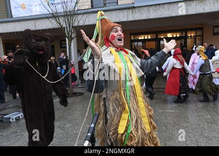 Velka Bystrice, Czech Republic. 18th Feb, 2023. Traditional Slavic carnival was held on February 18, 2023, in Velka Bystrice, Czech Republic. Credit: Ludek Perina/CTK Photo/Alamy Live News Stock Photo