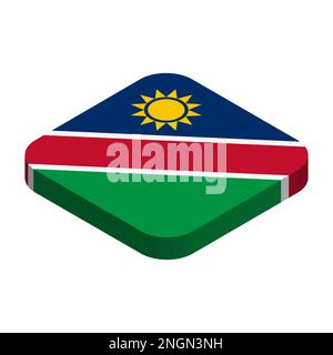 Namibia flag - 3D isometric square flag with rounded corners. Stock Vector