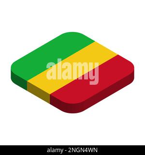 Mali flag - 3D isometric square flag with rounded corners. Stock Vector