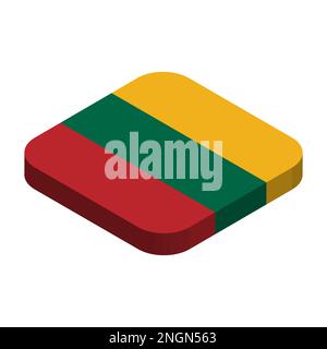 Lithuania flag - 3D isometric square flag with rounded corners. Stock Vector