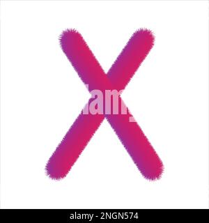 High Quality 3D Shaggy Letter X on White Background . Isolated Vector Element Stock Vector