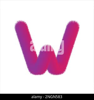 High Quality 3D Shaggy Letter W on White Background . Isolated Vector Element Stock Vector