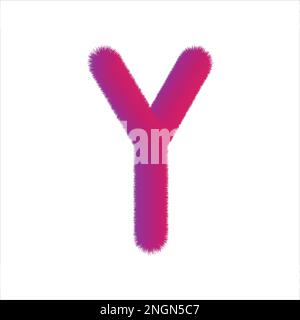 High Quality 3D Shaggy Letter Y on White Background . Isolated Vector Element Stock Vector
