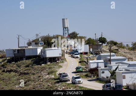 Kefar Adummim Settlement, West Bank. 02nd Jan, 2014. A general view of an outpost near the Israeli Settlement Kefar Adummim in the West Bank, on Saturday, February 18, 2023. Israel has drawn international condemnation after Prime Minister Benjamin Netanyahu's far-right government announced it's decision to legalize nine settlements in the West Bank after a wave of Palestinian terror attacks in Jerusalem. Photo by Debbie Hill/ Credit: UPI/Alamy Live News Stock Photo