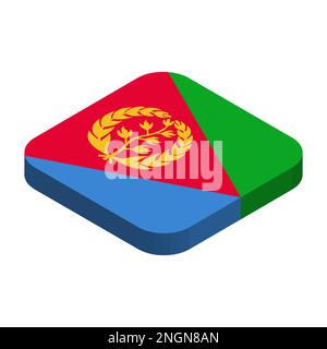 Eritrea flag - 3D isometric square flag with rounded corners. Stock Vector