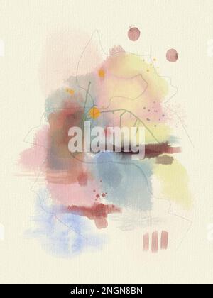 Soft watercolor abstract art. Hand drawn digital painting. Stock Photo