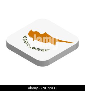 Cyprus flag - 3D isometric square flag with rounded corners. Stock Vector
