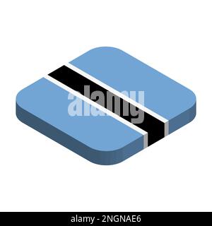 Botswana flag - 3D isometric square flag with rounded corners. Stock Vector