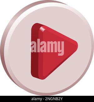 3d social media play video in background. 3d red round play button for start multimedia player concept of video, audio playback. 3d multimedia player Stock Vector