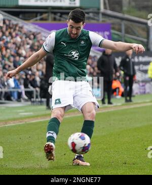 PLYMOUTH, ENGLAND - FEBRUARY 18: Plymouth's Finn Azaz during the Sky Bet League One between Plymouth Argyle and Fleetwood Town at Home Park on February 18, 2023 in Plymouth, United Kingdom. (Photo by MB Media) Stock Photo