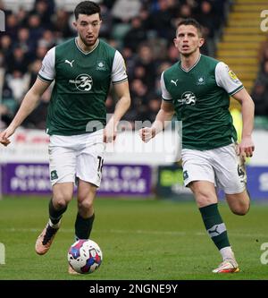 PLYMOUTH, ENGLAND - FEBRUARY 18: Plymouth's Finn Azaz during the Sky Bet League One between Plymouth Argyle and Fleetwood Town at Home Park on February 18, 2023 in Plymouth, United Kingdom. (Photo by MB Media) Stock Photo