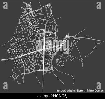 Street roads map of the INNERSTÄDTISCHER BEREICH MITTE BOROUGH, DESSAU ...