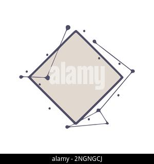 Rhombus geometric frames in hand drawn style, isolated on white background Stock Vector