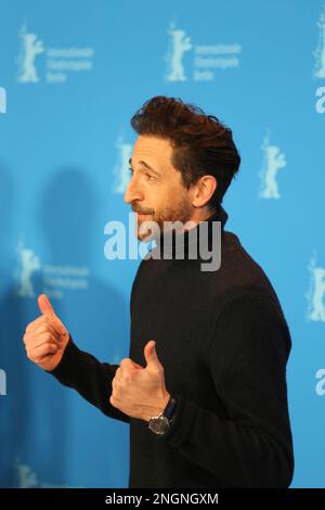 Berlin, Germany. 18th February 2023. Actor Adrien Brody at the photocall for the film Manodrome at the 73rd Berlinale International Film Festival, Hotel Grand Hyatt. Credit: Doreen Kennedy/Alamy Live News. Stock Photo