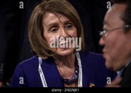 Munich, Germany. 18th Feb, 2023. Former US House Speaker Nancy Pelosi during the 2023 Munich Security Conference (MSC) in Munich, southern Germany, on Saturday, February 18, 2023. The Munich Security Conference running from February 17 to 19, 2023 brings world leaders together ahead of the first anniversary of Russia's invasion of Ukraine as Kyiv steps up pleas for more weapons. Photo by Alexandra Baier MSC/UPI Credit: UPI/Alamy Live News Stock Photo