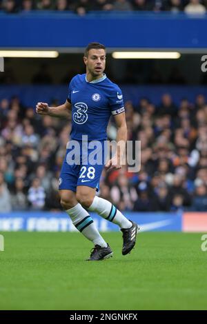 London, UK. 18th Feb, 2023. Cesar Azpilicueta of Chelsea during the Chelsea vs Southampton Premier League match at Stamford Bridge London Credit: MARTIN DALTON/Alamy Live News Stock Photo